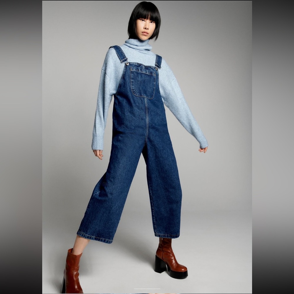 Zara oversized denim overalls
